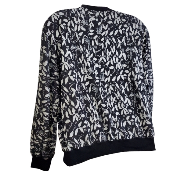 Eccotoo Sweater Womens Plus 3X Black & White Floral Faux Wrap Vintage ~Pre-Owned - Picture 6 of 9
